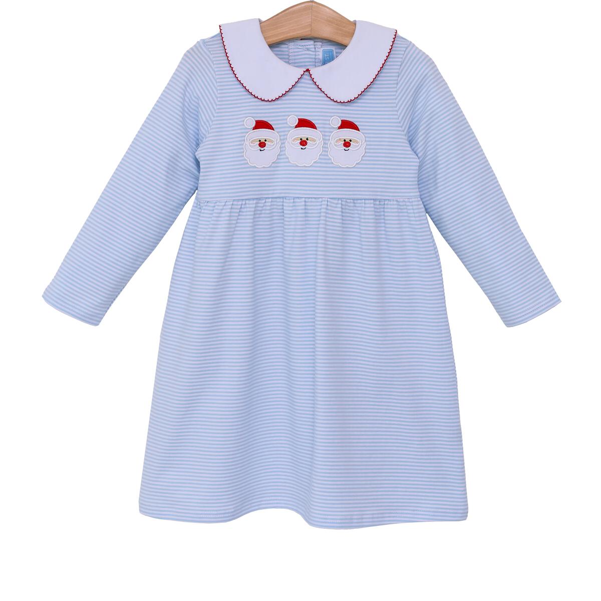 Santa Light Blue Stripe Knit Dress