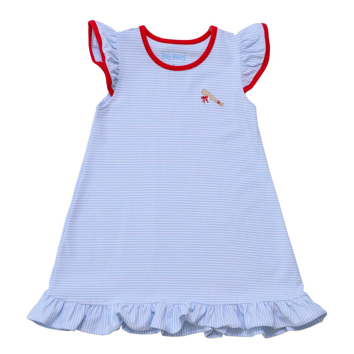 Baseball Flutter Light Blue Knit Dress