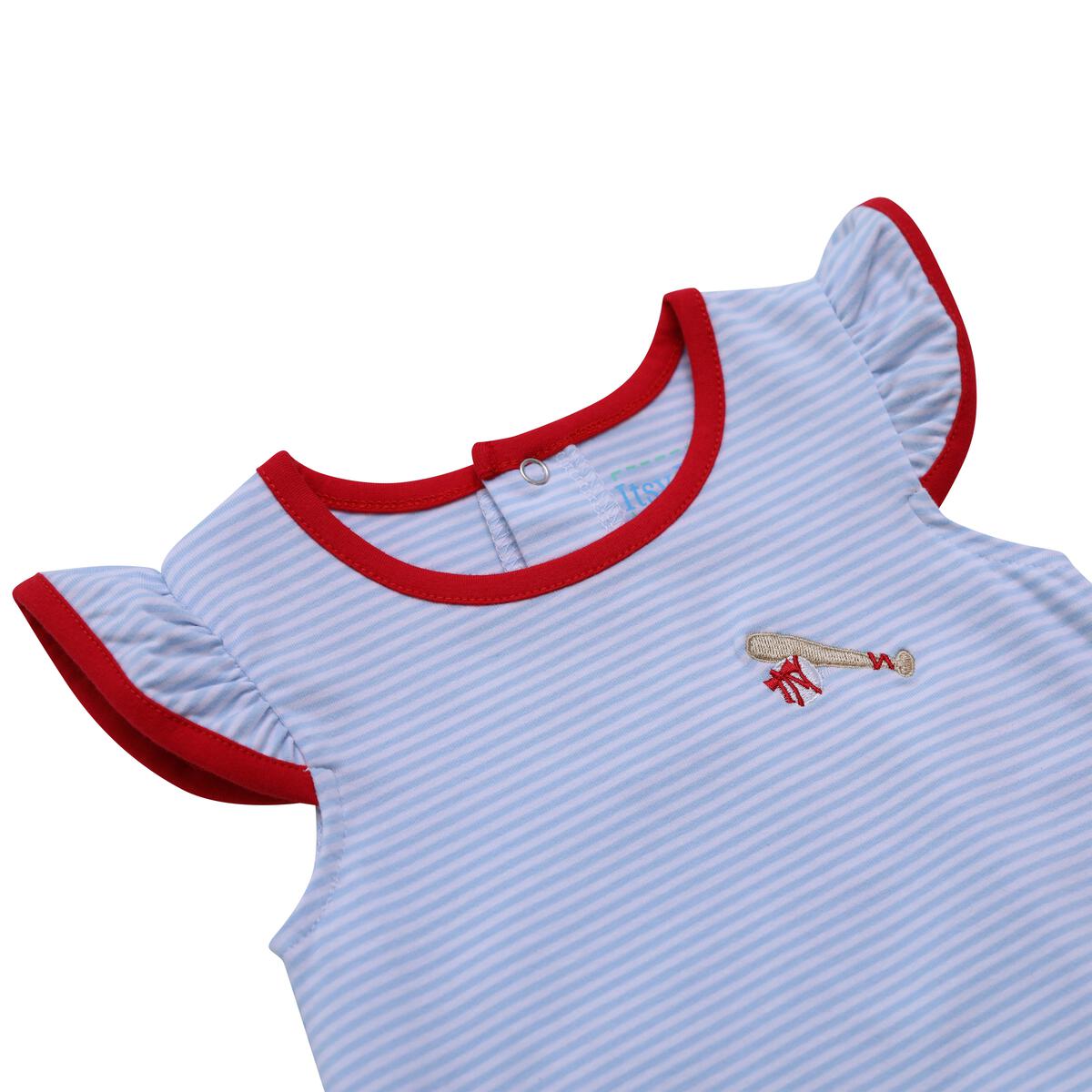 Baseball Flutter Light Blue Knit Dress