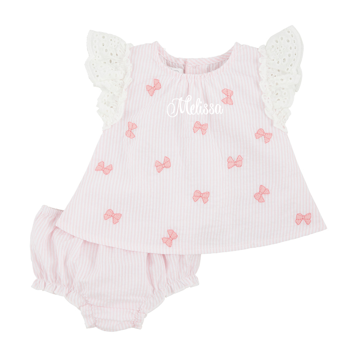 Pink Bow Pinafore Set