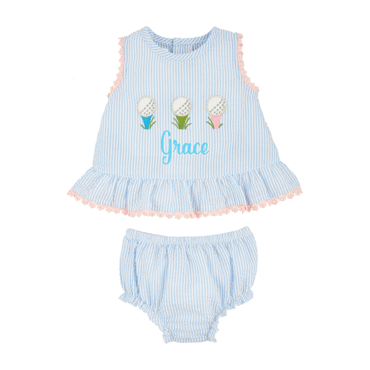 Blue Golf Pinafore Set