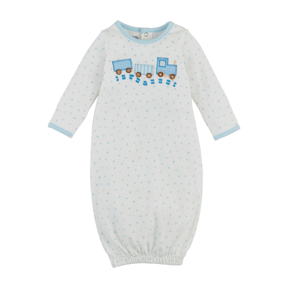 Train Blue Polka Dot Baby Gown