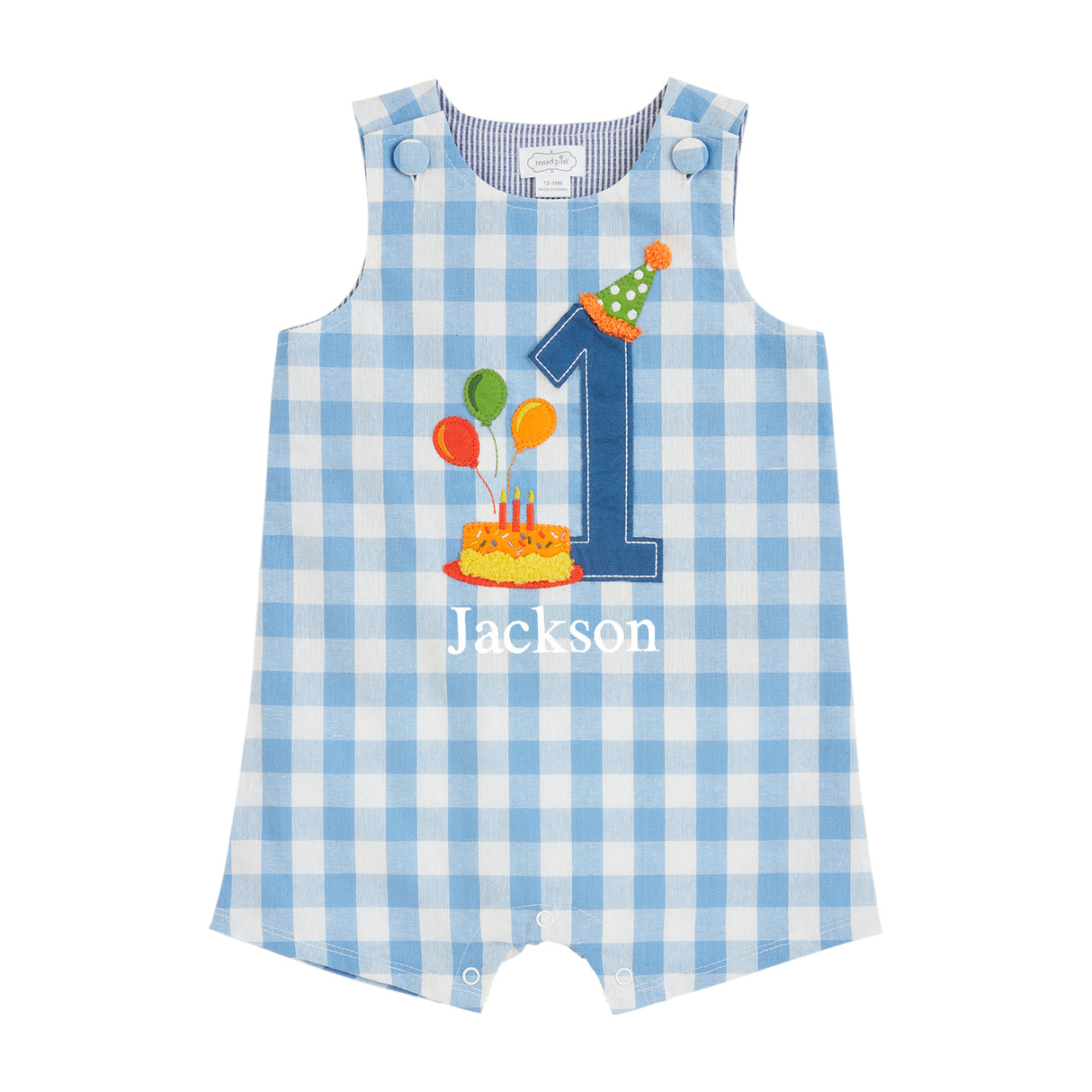 First Birthday Jon Jon Blue Check