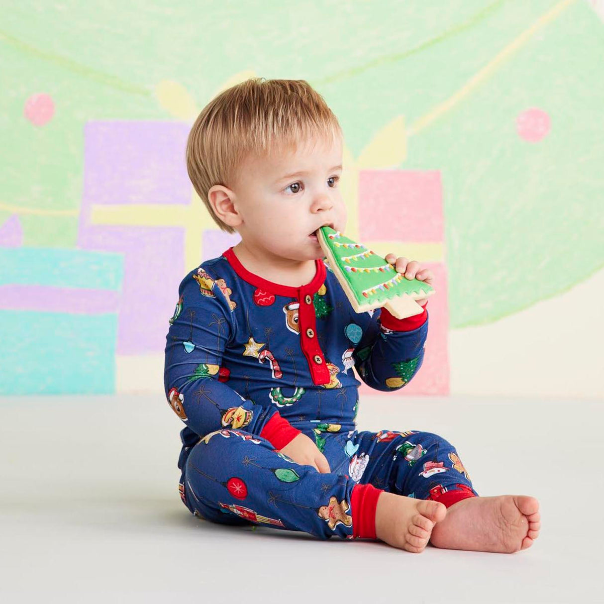 Navy Ornament Pajama Set