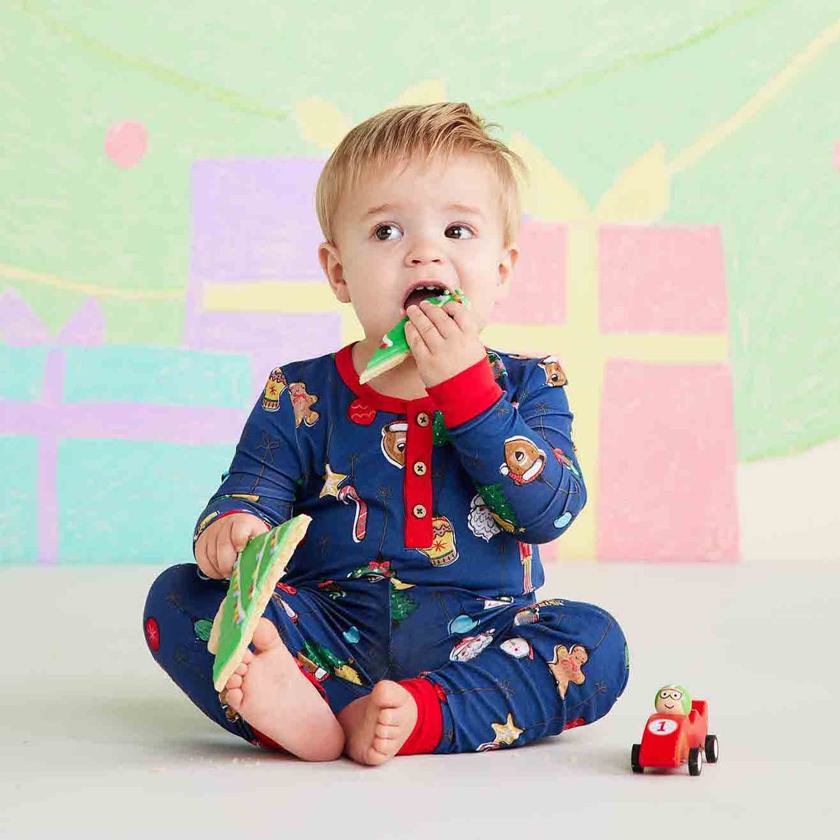 Navy Ornament Pajama Set