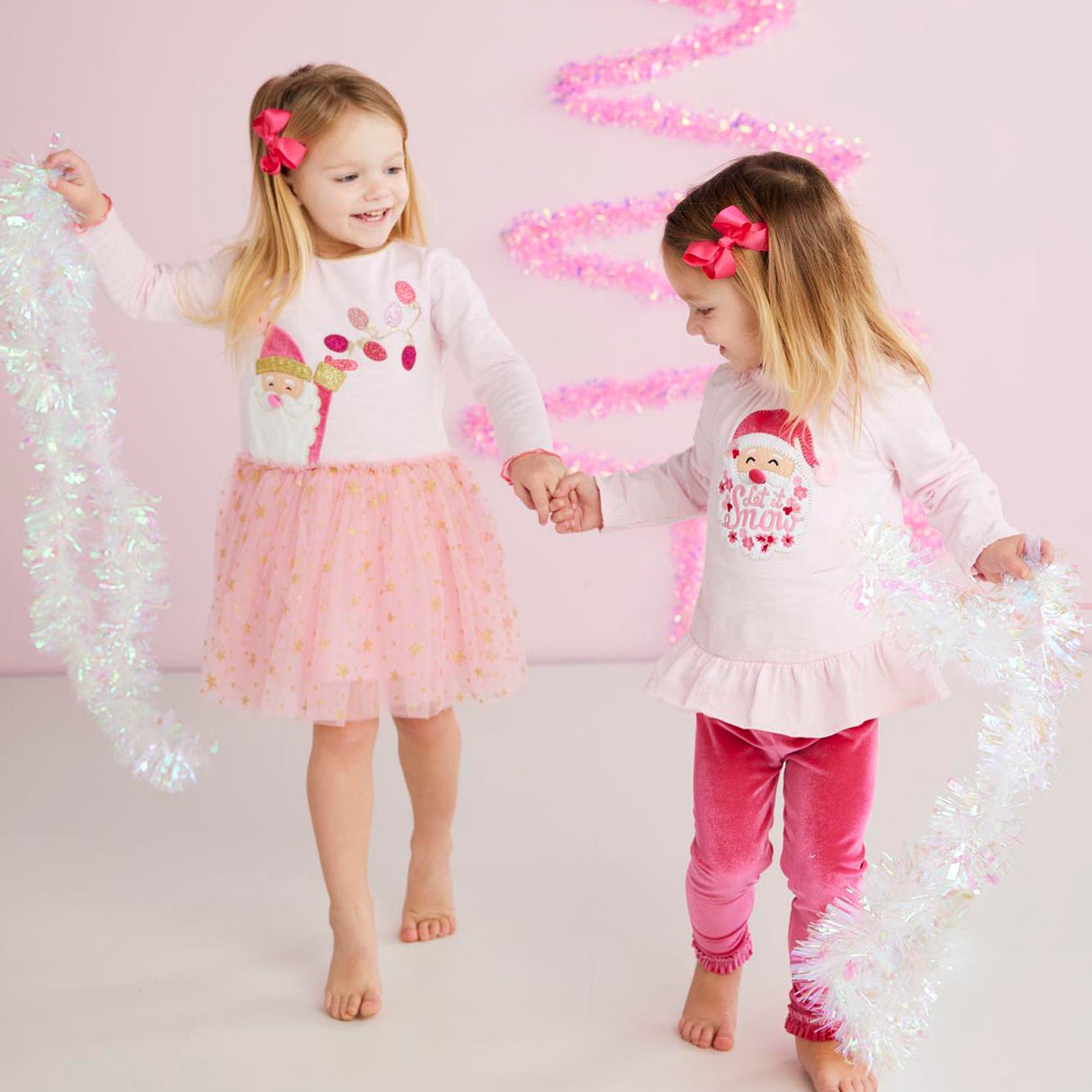 Santa Glitter Pink Toddler Dress