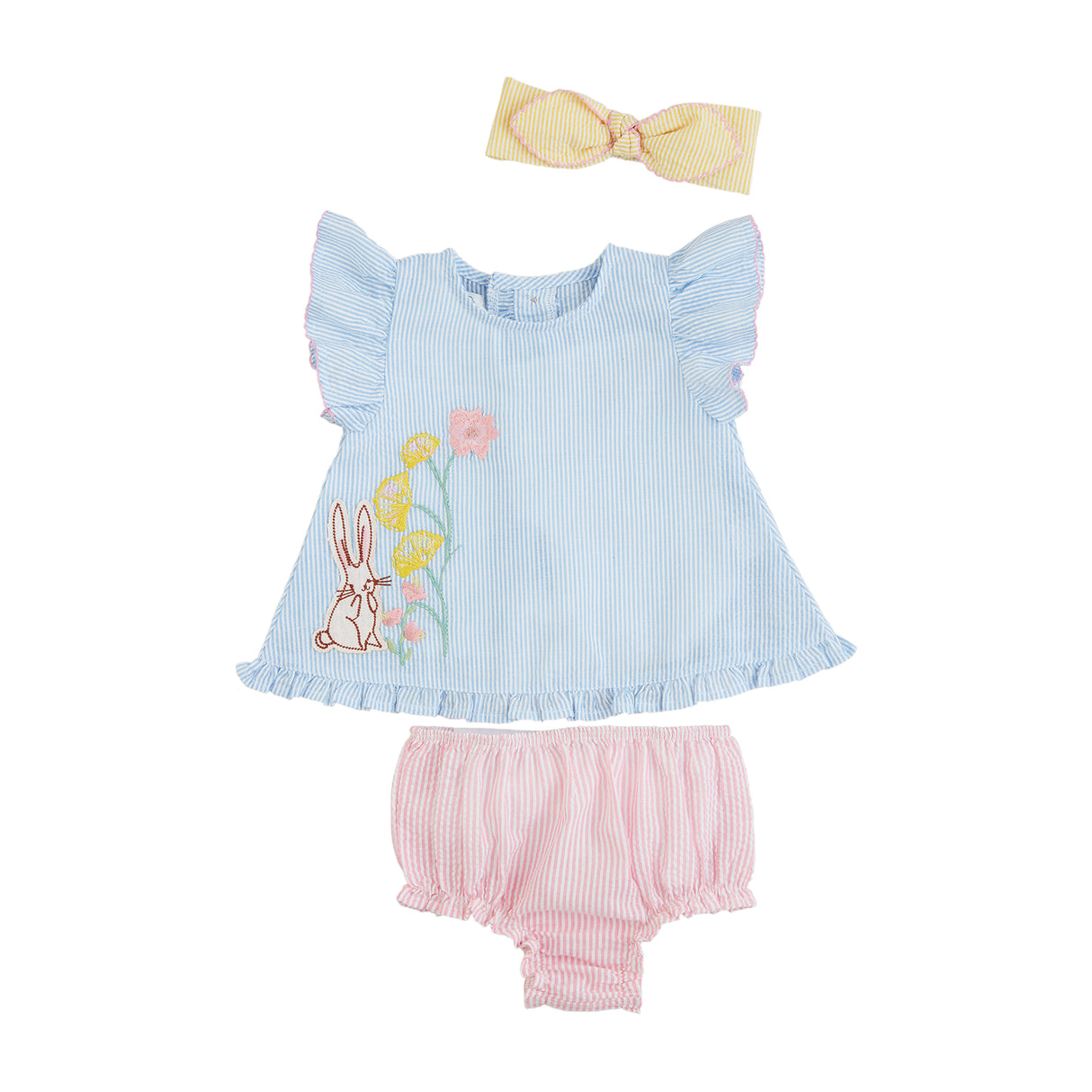 Floral Bunny Pinafore Set