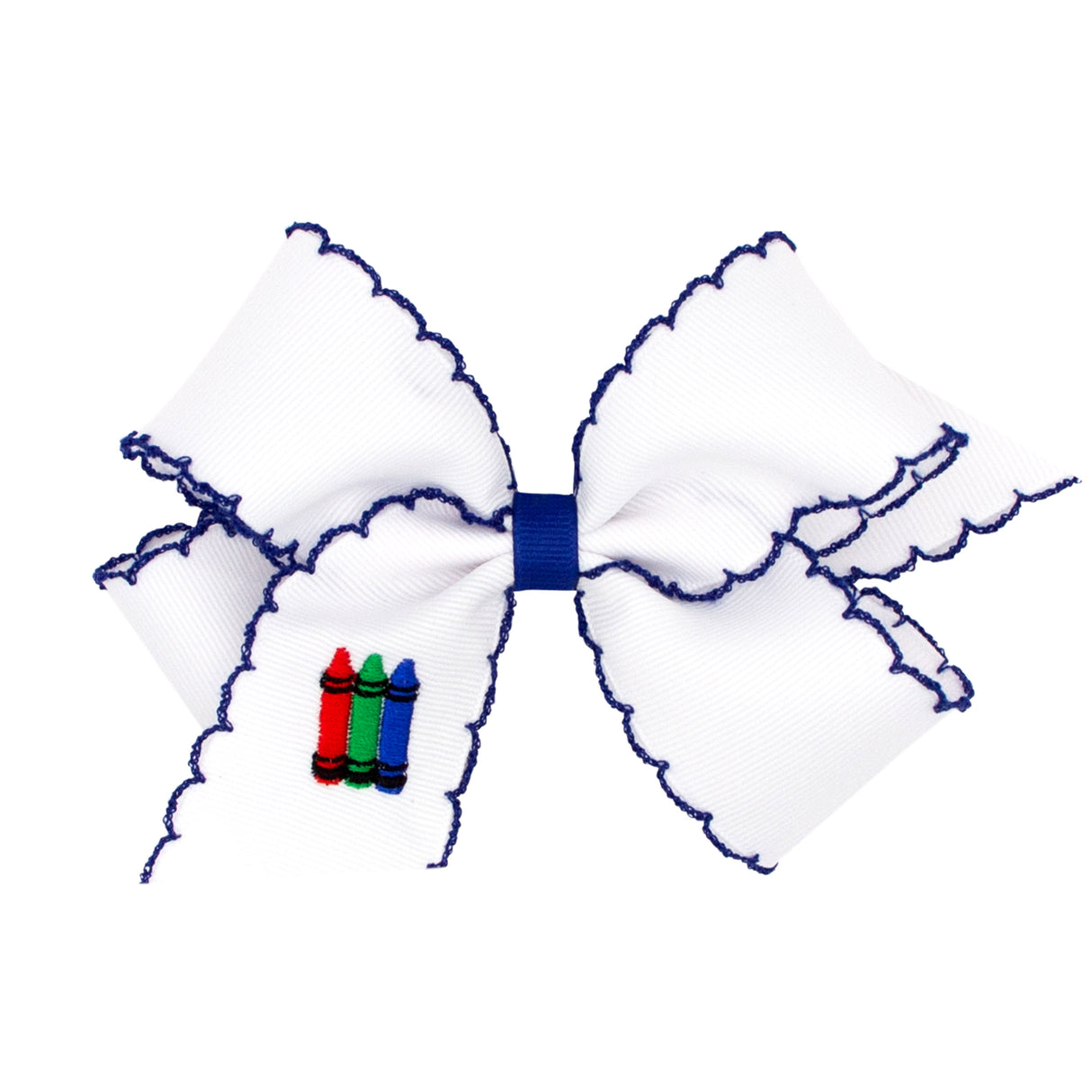 Crayons Embroidered Moonstitch Bow
