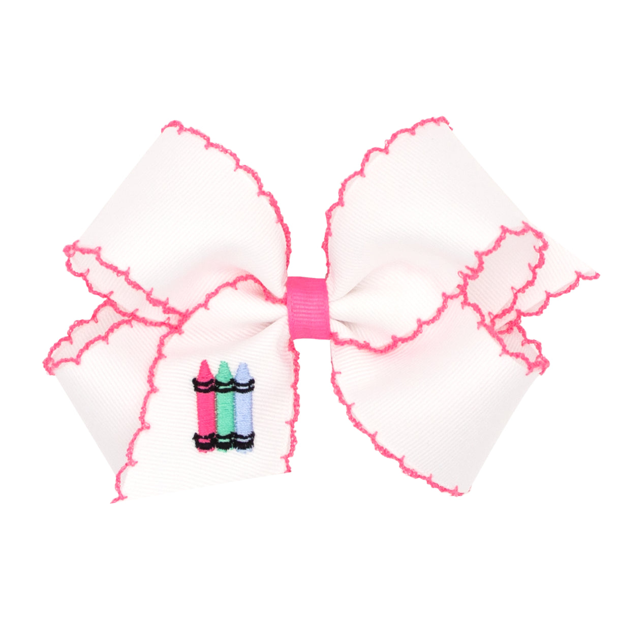 Crayons Embroidered Moonstitch Bow