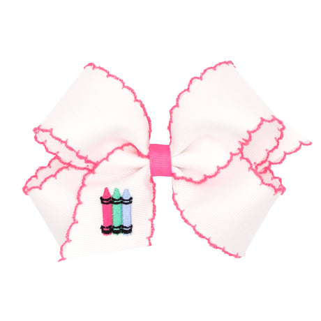 Crayons Embroidered Moonstitch Bow