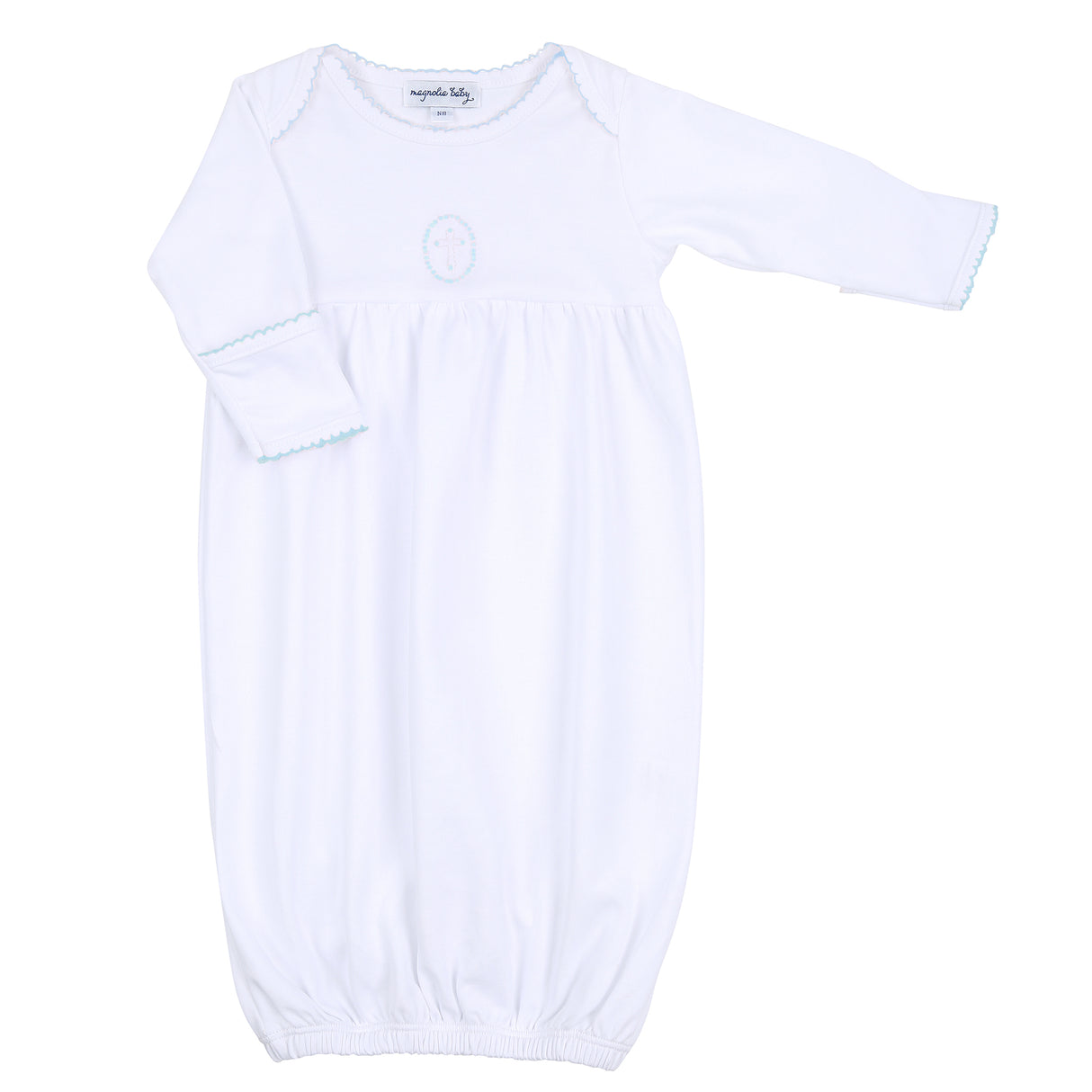 Blessed Cross Embroidered Long Sleeve Gown