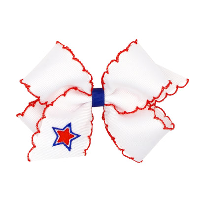 Patriotic Star Embroidered Moonstitch Bow