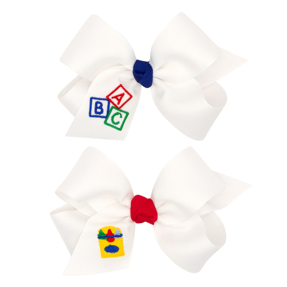 Back to School White Grosgrain Knot Bow