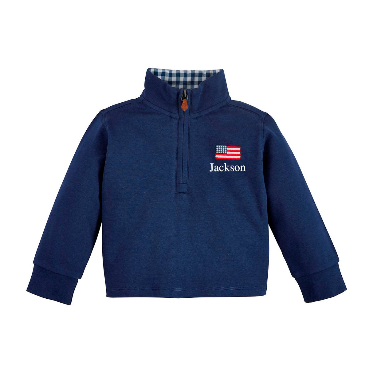 Flag Embroidered Quarter Zip Pullover