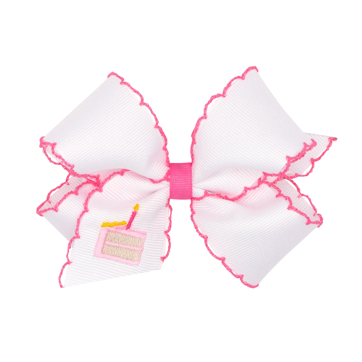 Birthday Cake Embroidered Moonstitch Bow