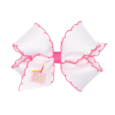 Birthday Cake Embroidered Moonstitch Bow