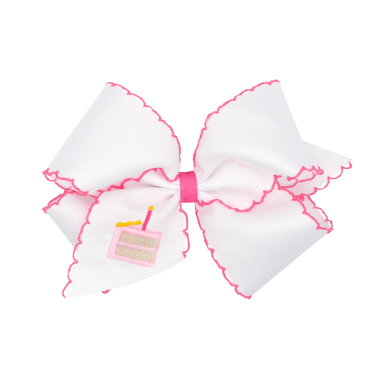Birthday Cake Embroidered Moonstitch Bow