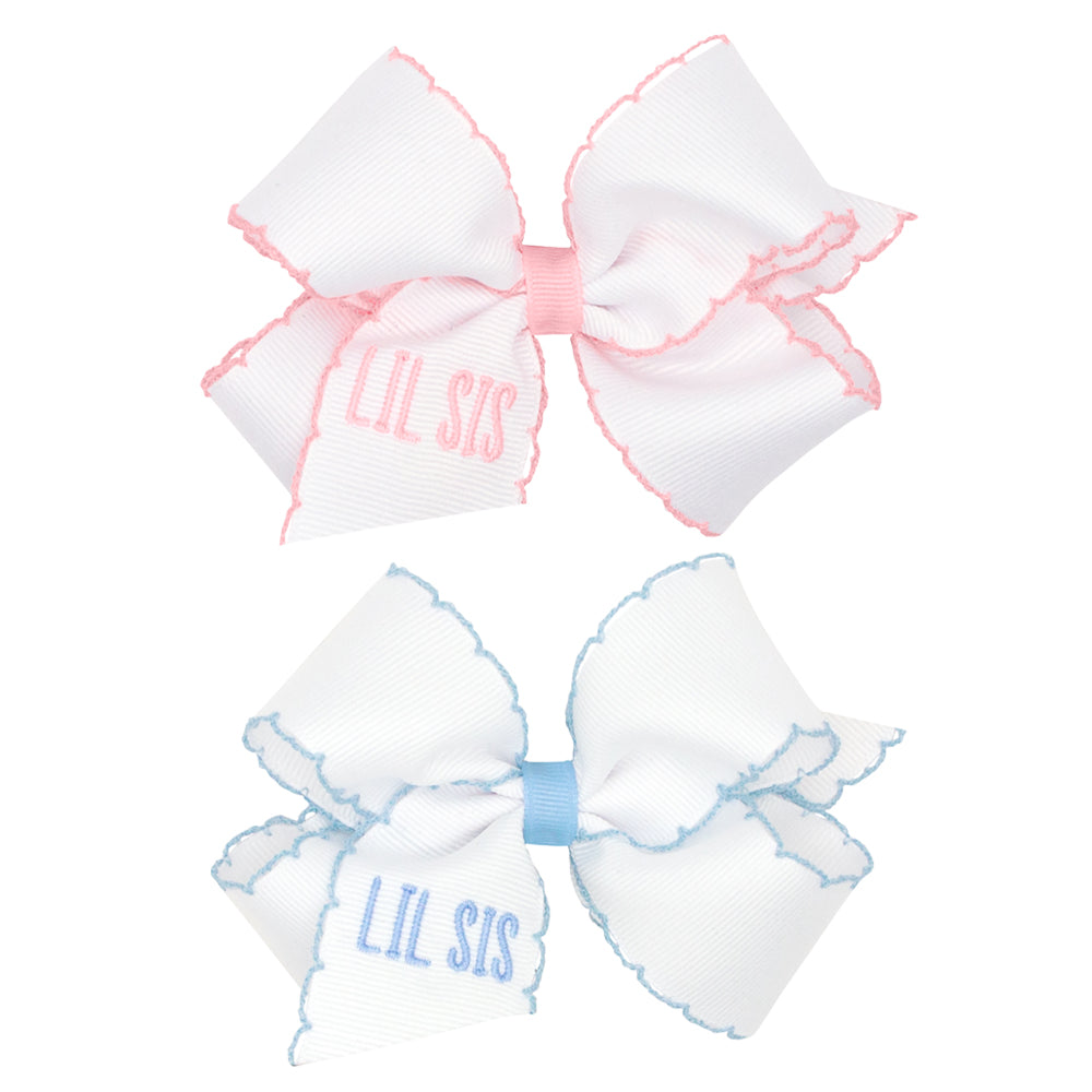 Lil Sis Embroidered Moonstitch Bow