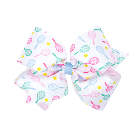 Tennis Racquet Print Grosgrain Bow