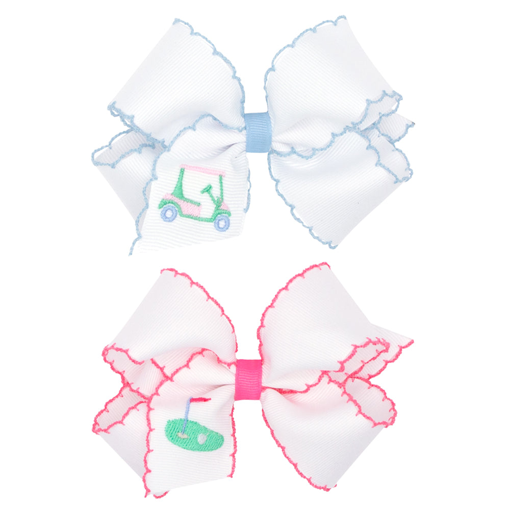 Golf Embroidered Moonstitch Bow