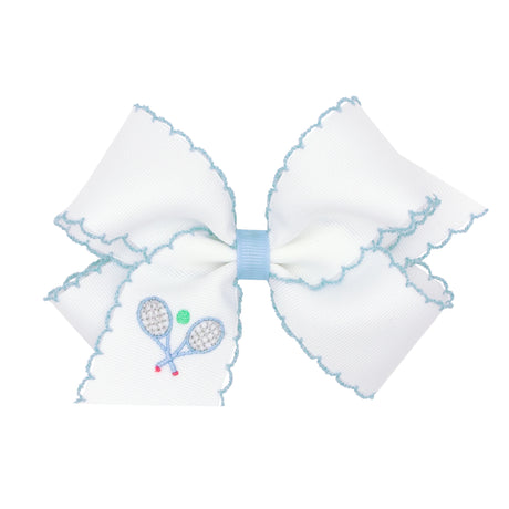 Tennis Racquet Embroidered White Bow