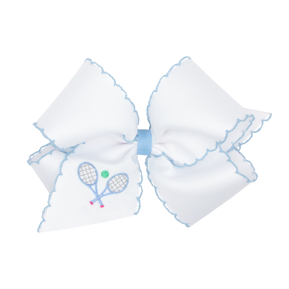 Tennis Racquet Embroidered White Bow