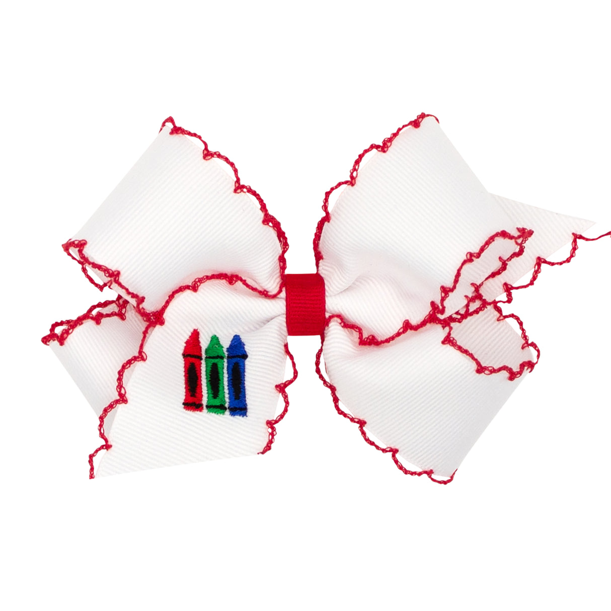 Crayons Embroidered Moonstitch Bow