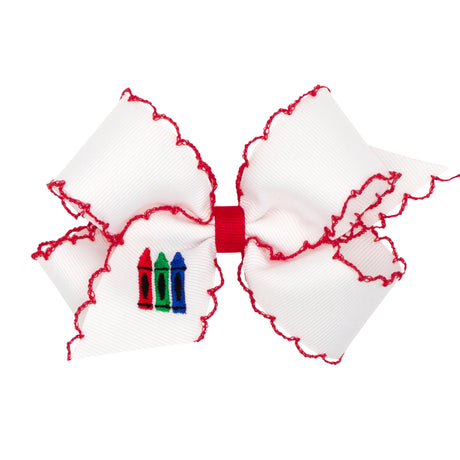 Crayons Embroidered Moonstitch Bow