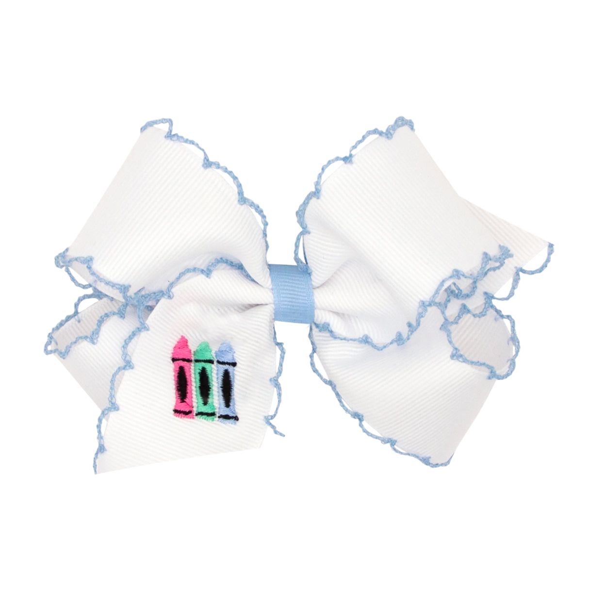 Crayons Embroidered Moonstitch Bow