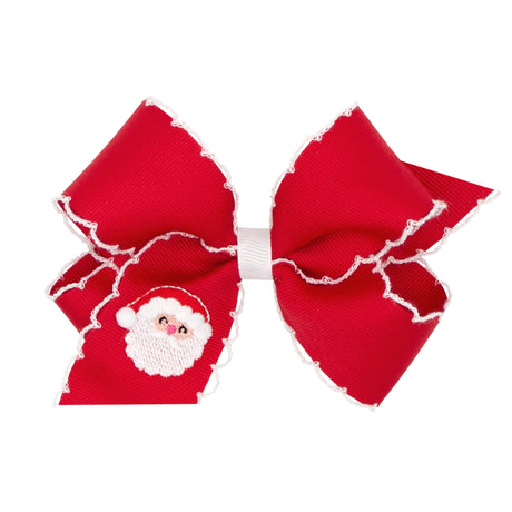 Santa Embroidered Moonstitch Bow