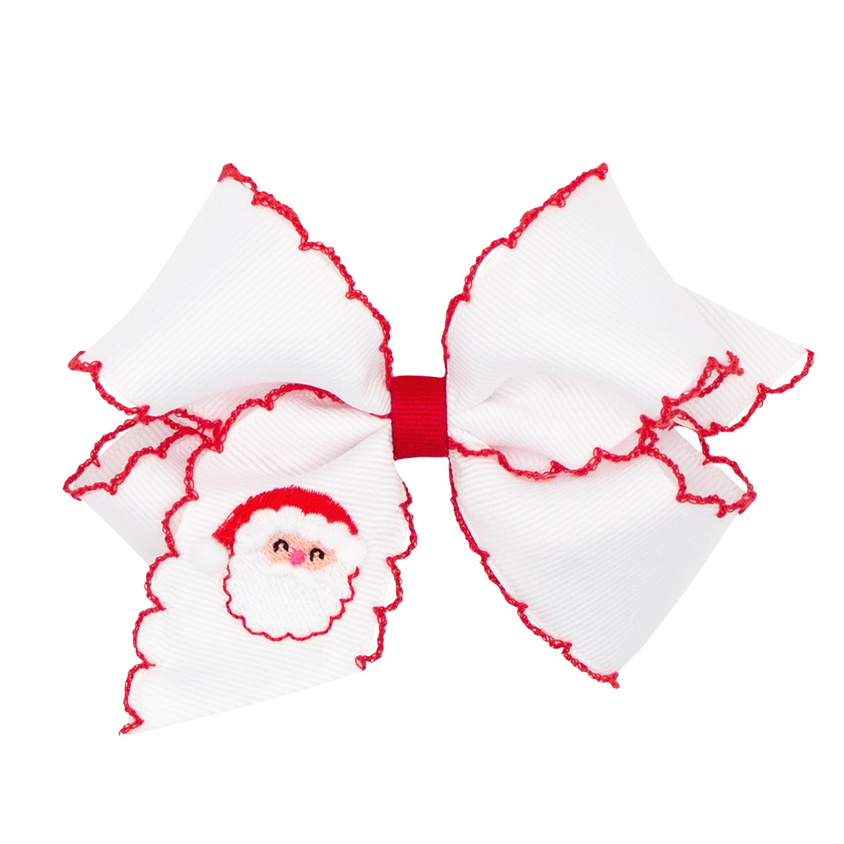 Santa Embroidered Moonstitch Bow