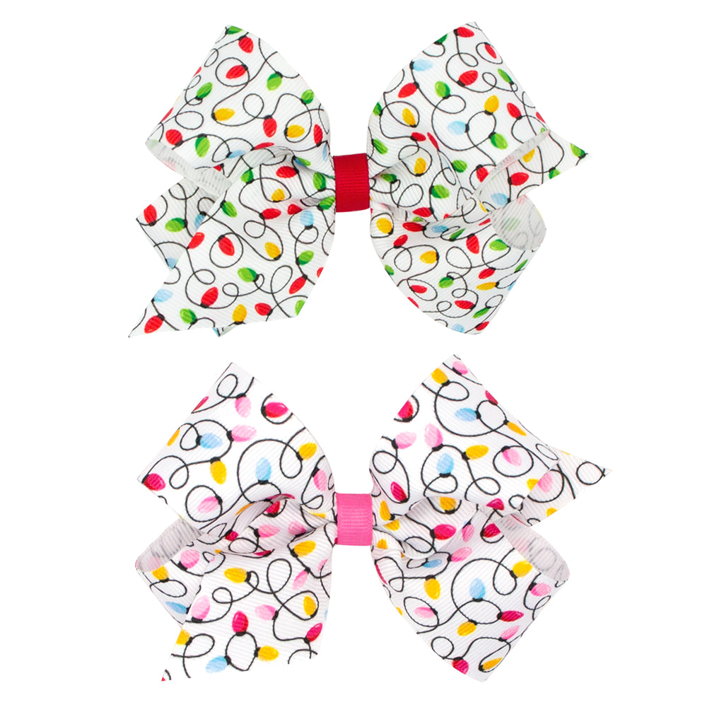 Christmas Lights Print Grosgrain Bow