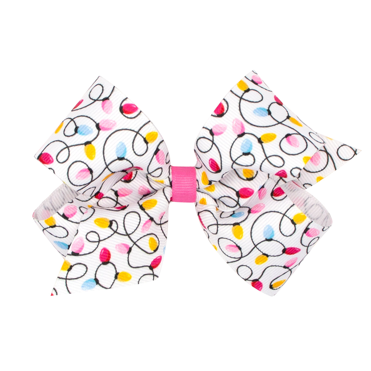 Christmas Lights Print Grosgrain Bow