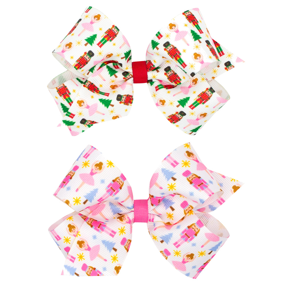 Nutcracker Print Grosgrain Bow