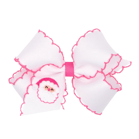 Santa Embroidered Moonstitch Bow