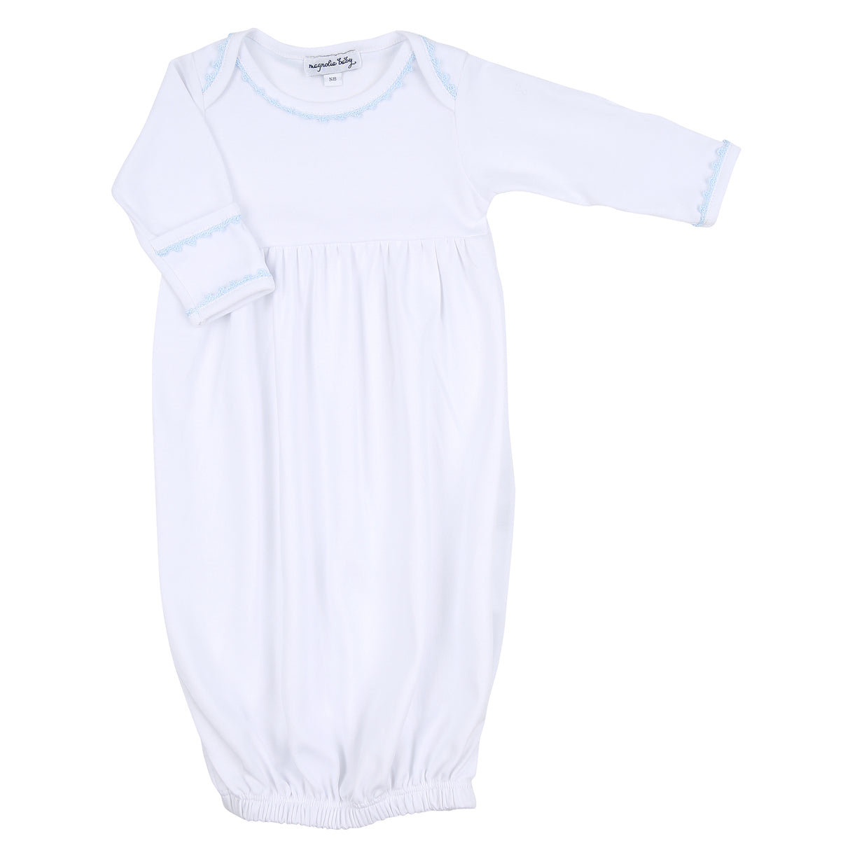 Baby Joy Gathered Gown with Crochet Trim