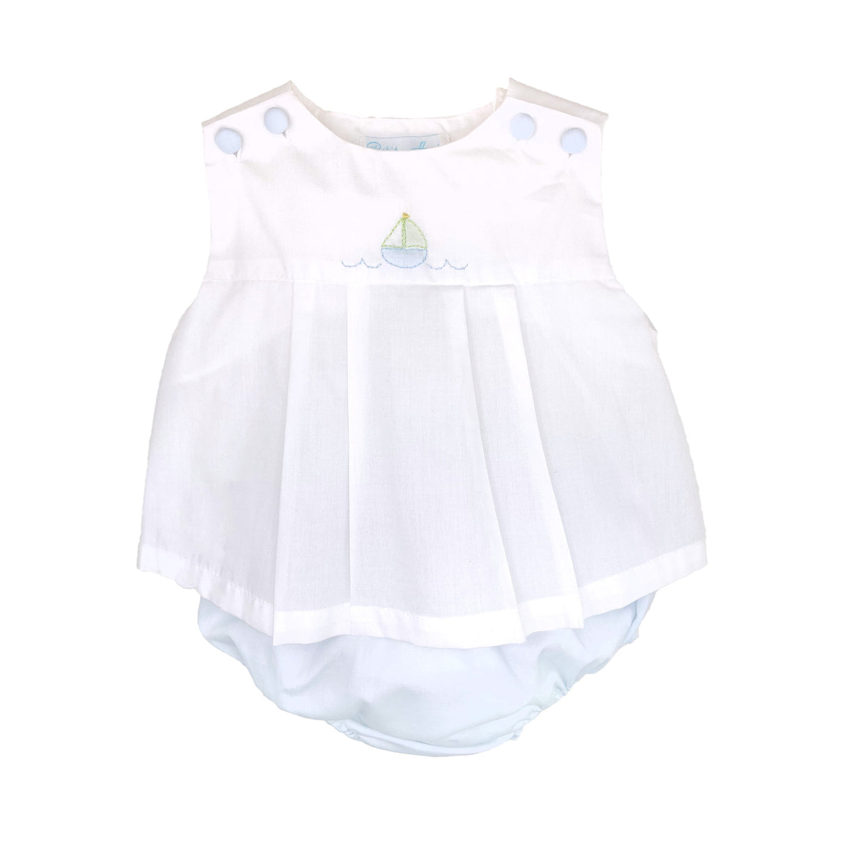 Embroidered Sailboat Boy Bloomer Set with Bonnet