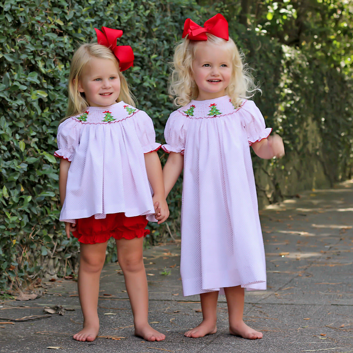 Whimsical Smocked Tree Red Dot Bloomer Set