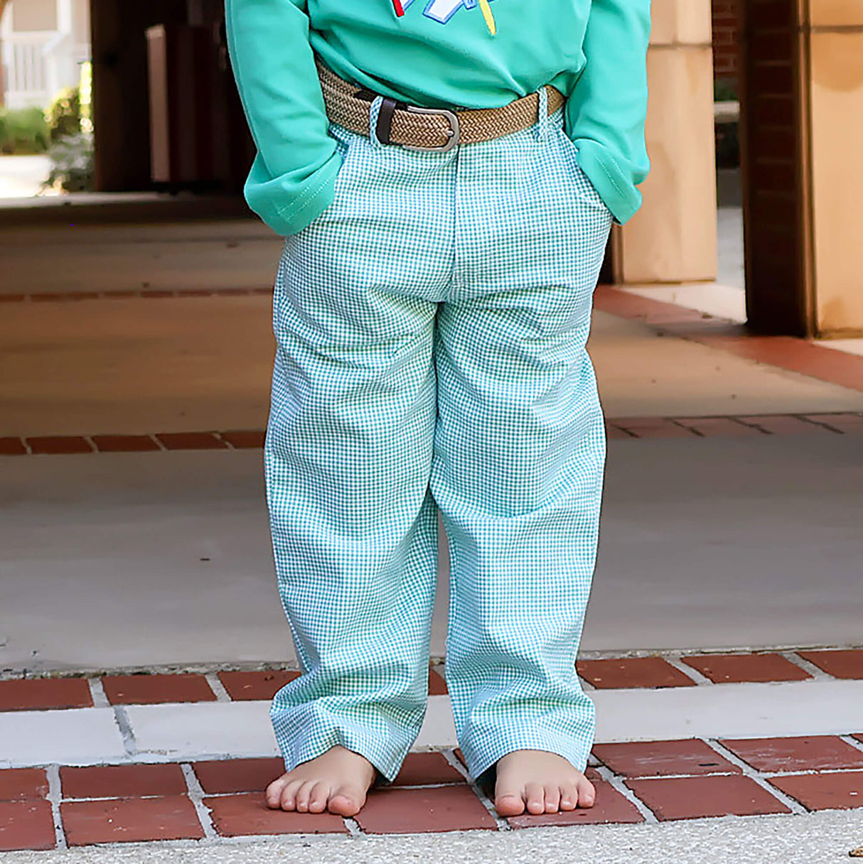 Mint Green Gingham Standard Pants