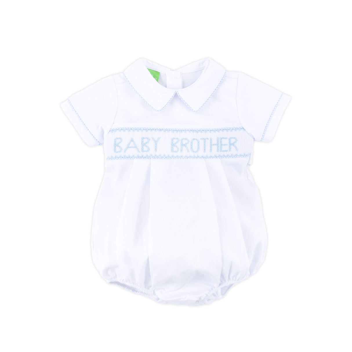 Baby Brother Smocked White Pique Bubble