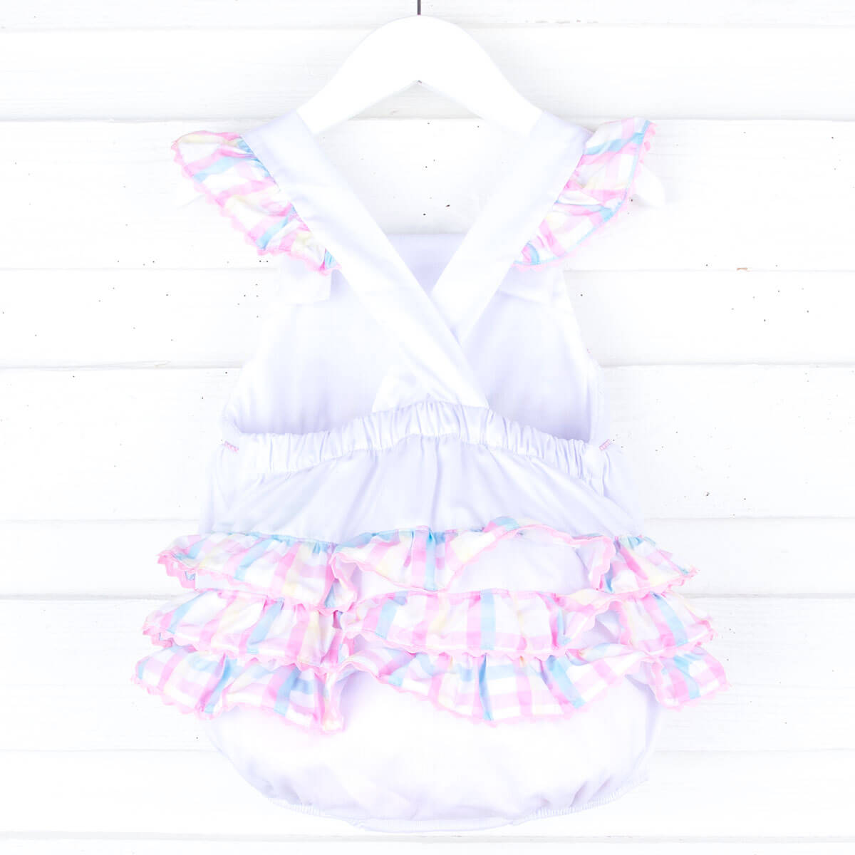 Birthday Girl Smocked White Leah Ruffle Bubble