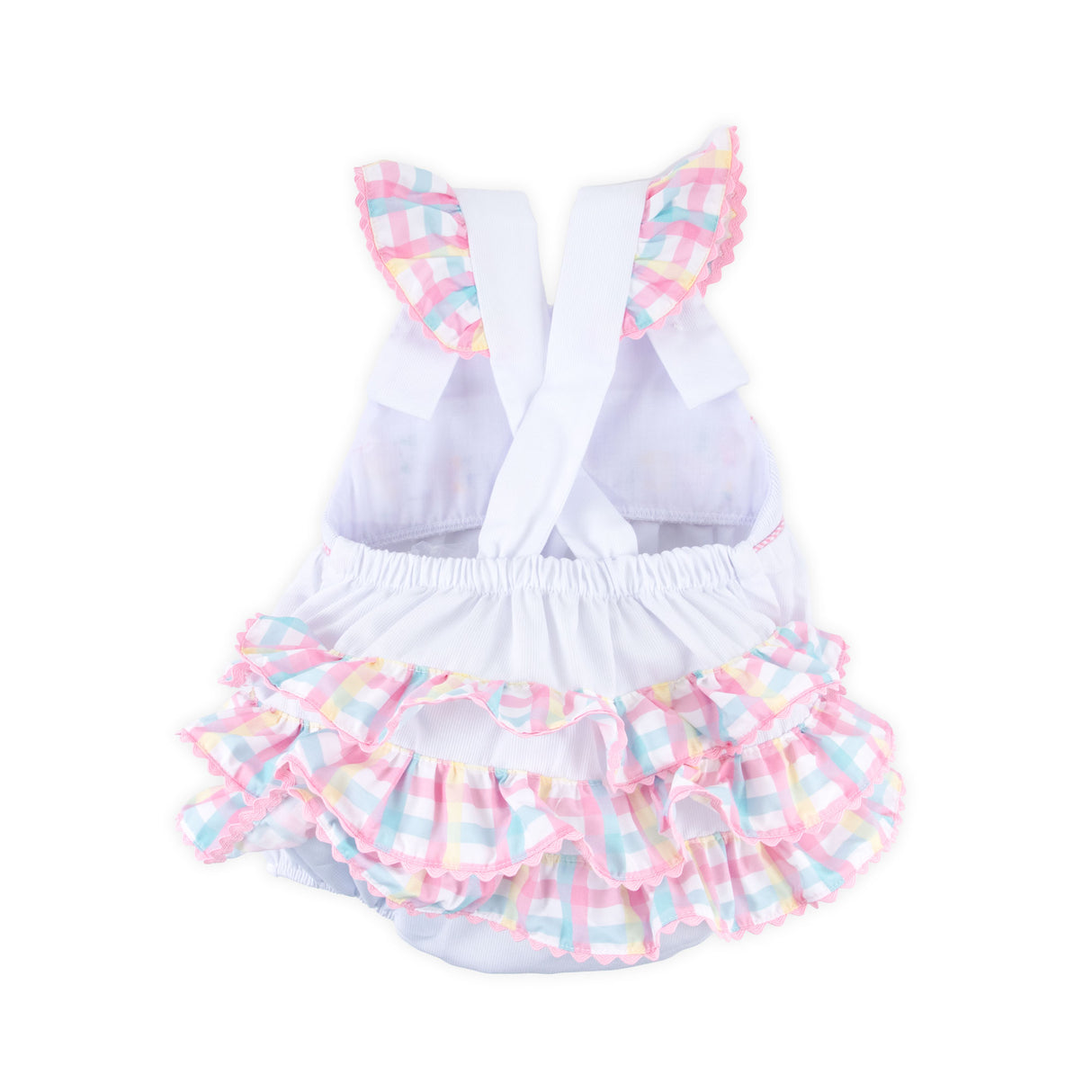 Birthday Girl Smocked White Leah Ruffle Bubble