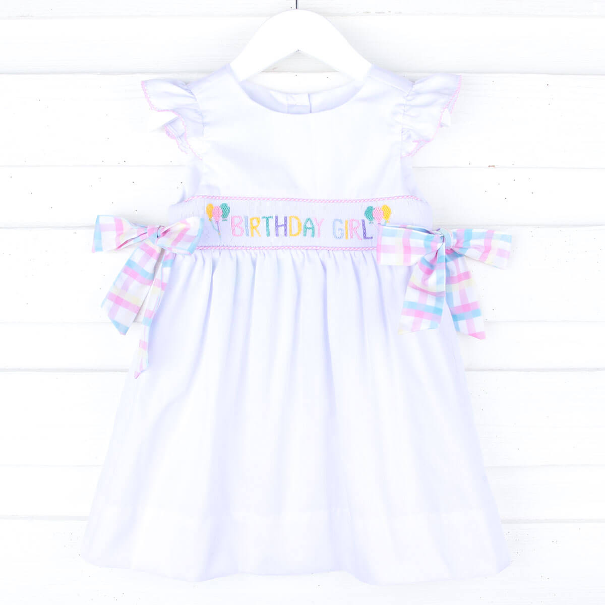 Birthday Girl Smocked White Beverly Dress