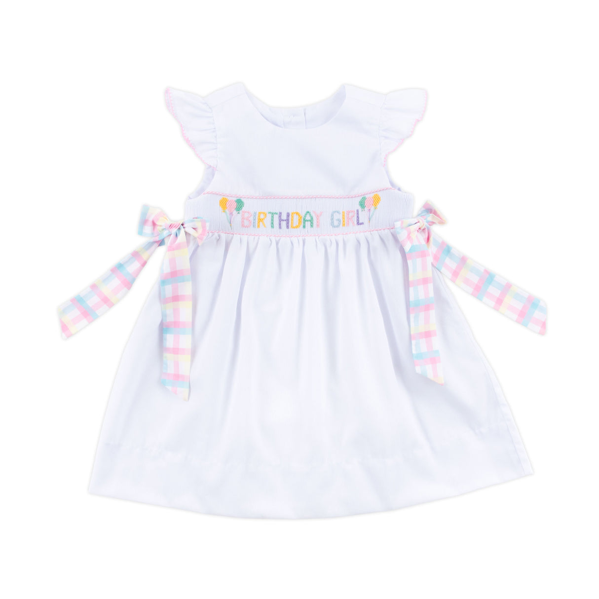 Birthday Girl Smocked White Beverly Dress