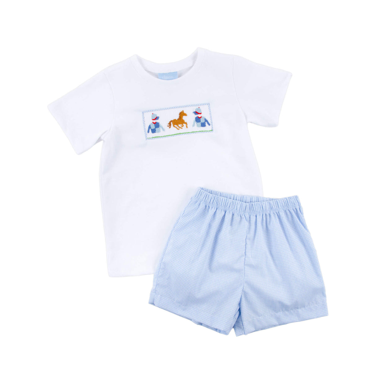 Derby Smocked Blue Stripe Short Set
