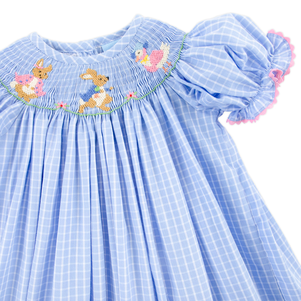 Storybook Smocked Blue Windowpane Bubble