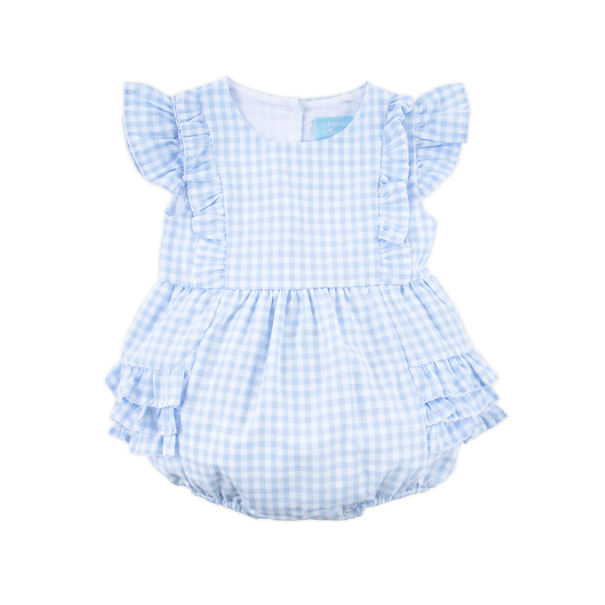 Pastel Blue Gingham Ruffle Kate Bubble