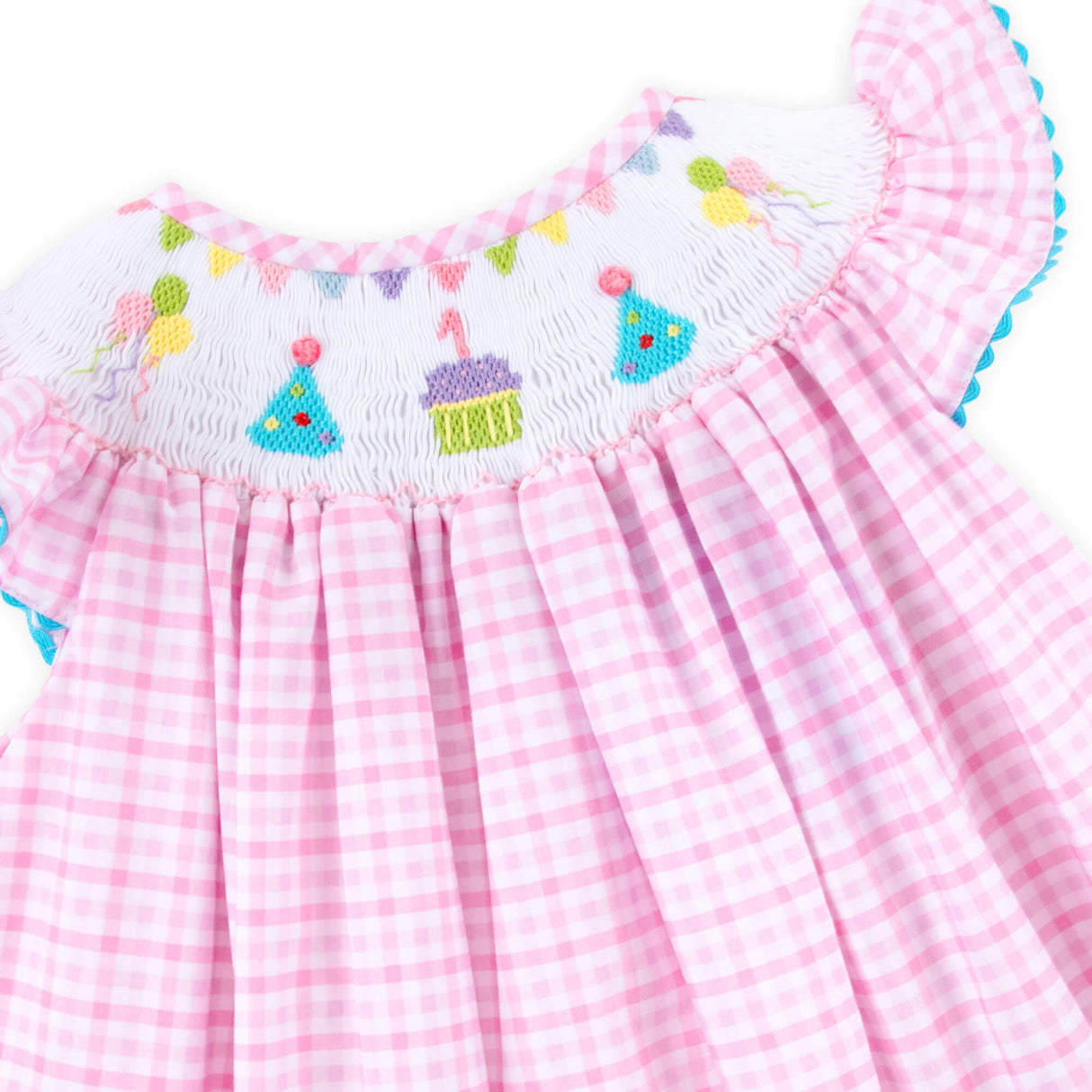 First Birthday Smocked Pink Check Dress
