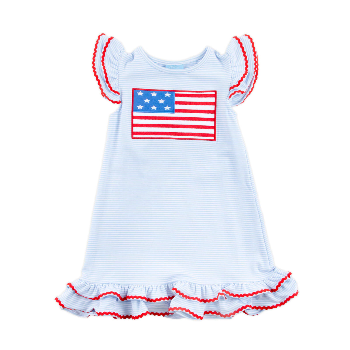 Flag Applique Light Blue Stripe Milly Dress