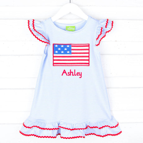 Flag Applique Light Blue Stripe Milly Dress